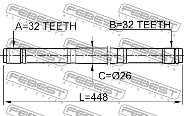 Вал привода HONDA CR-V RD1 1996­-2001 0312-RD1RH 0312-RD1RH FEBEST