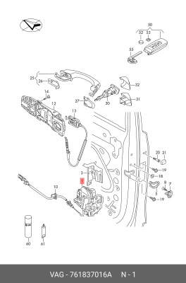 Замок двери VW Touareg (18-) передней правой OE 761 837 016 A VAG
