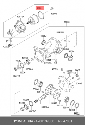 Уплотнительное кольцо муфты полного привода HYUNDAI / KIA 47801-39000 4780139000 HYUNDAI KIA