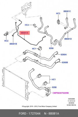 Шланг FORD Mondeo,S-Max бачка расширительного OE 1 727 044 FORD