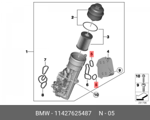 Прокладка BMW 1 (F20,F21) корпуса фильтра масляного OE 11 42 7 625 487 BMW