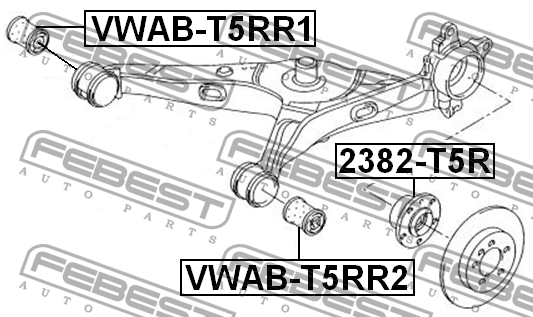 Сайлентблок задн рычага VOLKSWAGEN TRANSPORTER/MULTIVAN T5 VWAB-T5RR2 VWAB-T5RR2 FEBEST
