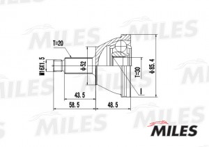ШРУС наружный SKODA FABIA 1.0-1.9D 99-08 (GKN 303555) GA20413 GA20413 MILES