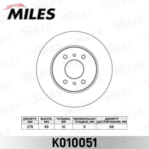 Диск тормозной задний NISSAN PRIMERA P11 96-02 (TRW DF4240) K010051 K010051 MILES