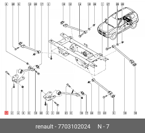болт! М14x150-97 с шайбой\ Renault 7703102024 RENAULT