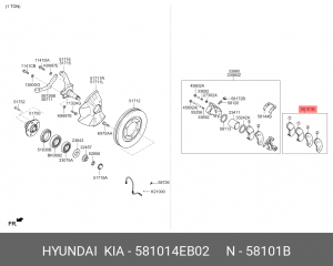 Колодки тормозные HYUNDAI HD35 (18-) KIA Bongo 3 (16-) (1.4t) передние (4шт.) OE 581014EB02 HYUNDAI KIA
