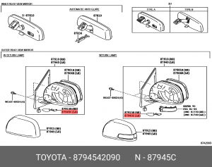 крышка зеркала заднего вида! левая\ Toyota Rav 4 2.5i 06-12 87945-42090 TOYOTA