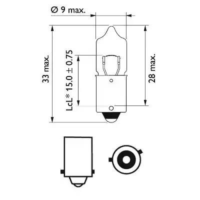 Лампа 12V H6W BAX9s PHILIPS 12036CP PHILIPS