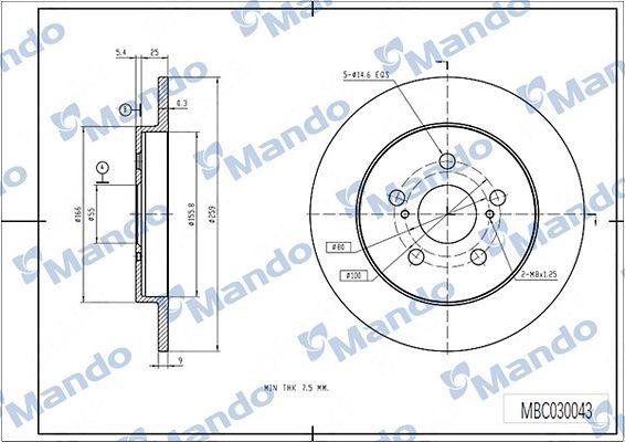 CHEVROLET CRUZE (2009>)/OPEL ASTRA J (2010>) 268 мм MBC030044 MANDO