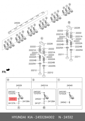 2453284002 Винт рокера впускного D6CB CC Hyundai Kia 2453284002 MOBIS