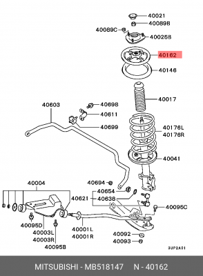 опора пружины!\ Mitsubishi Space Wagon MB518147 MITSUBISHI