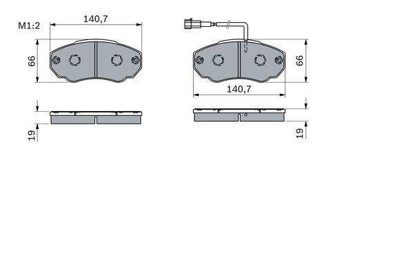 FIAT DUCATO/CITROEN JUMPER 02> 140.8x19.3x66/ с датчиком износа/ на среднюю и ко 0 986 494 048 BOSCH