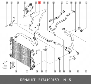 патрубок радиатора охлаждения!\ Renault 217419015R RENAULT