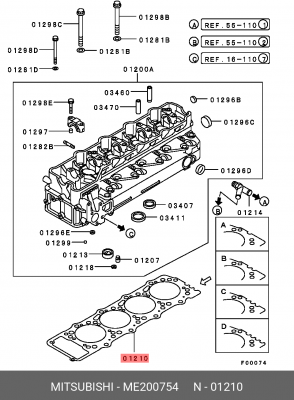 ПРОКЛАДКА ГБЦ МЕТАЛЛИЧЕСКАЯ МНОГОСЛОЙНАЯ ME200754 ME200754 MITSUBISHI
