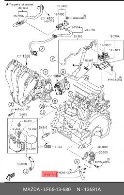 Водяной шланг MAZDA LF6613680 MAZDA