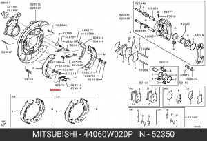КОЛОДКИ БАРАБ.ЗАДН.ТОРМ,К-Т 44060W020P 44060W020P MITSUBISHI