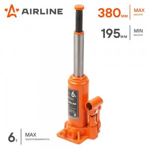 Домкрат бутылочный 6 т AIRLINE 195 - 380 мм в кейсе AJ-B-06K AIRLINE