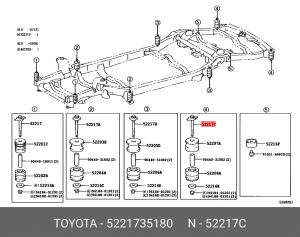 болт подушки рамы!\ Toyota 4Runner 02-08 52217-35180 TOYOTA