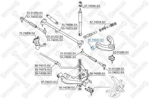 сайлентблок рычага верхн.!\Nissan Terrano WD21/R20 all 87>/King Cab D21 85-98 87-74022-SX STELLOX