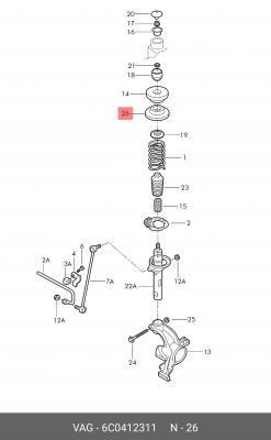Проставка пружины VW Polo передней OE 6C0 412 311 VAG