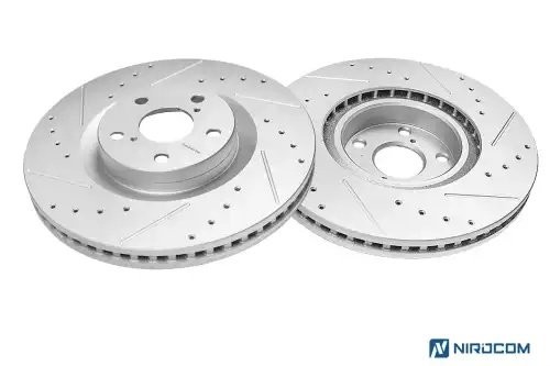 Передний левый тормозной диск Evolution с перфорацией и насечками, в покрытии GE JBR1568 POWERSTOP