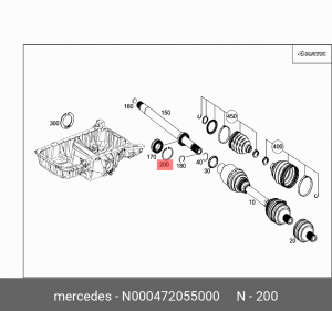 Стопорное кольцо привода переднего моста MB W204/W212/W222/Sprinter MERCEDES-BEN N000472055000 MERCEDES BENZ