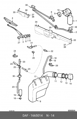 Крышка бачка омывателя стекла XF95/105 1665014 DAF
