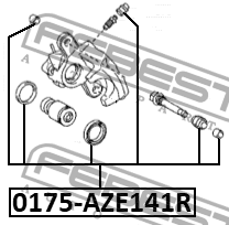 р/к суппорта тормозного заднего (на обе стороны) TOYOTA COROLLA 1.4 D-4D 13>18,  0175-AZE141R FEBEST