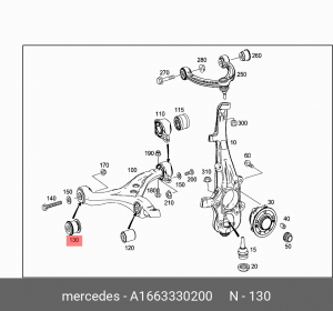 сайлентблок рычага нижнего передний!\ MB X164/W164/W251 05> A 166 333 02 00 MERCEDES BENZ