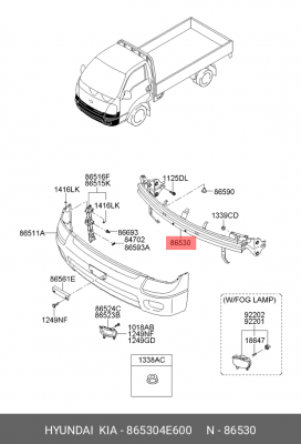Усилитель бампера KIA Bongo 3 (12-) переднего OE 865304E600 HYUNDAI KIA