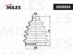 Пыльник ШРУСа наружный AUDI A3 I-II/VW GOLF III-VII/PASSAT III-VII 1.6-1.9TDI 96 GD00024 MILES