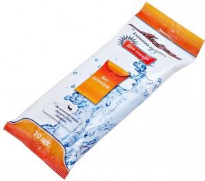 Салфетка влажная для очистки стекол 18х15см в мягкой упаковке 20шт. AIRLINE AN-M-01 AIRLINE