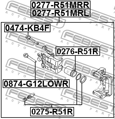 Суппорт задн правый NISSAN PATHFINDER R51M 2005.01-2014.11 0277-R51MRR 0277-R51MRR FEBEST
