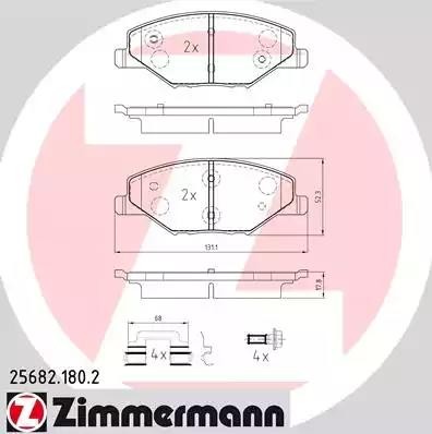 колодки дисковые !перед. 131x52x18 \ Skoda Fabia 1.2, VW Polo Rus 1.6 12> 25682.180.2 ZIMMERMANN