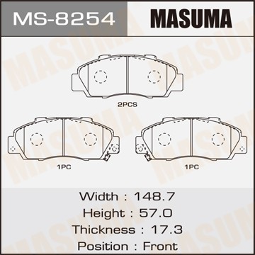 колодки дисковые передние!\ Honda Accord 2.0-3.0 90-03/Civic 1.8 16V 97-01 MS8254 MASUMA
