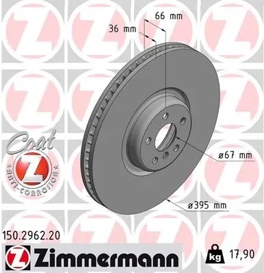 Диск тормозной BMW X5 (G30) передний левый ZIMMERMANN 150.2962.20 ZIMMERMANN
