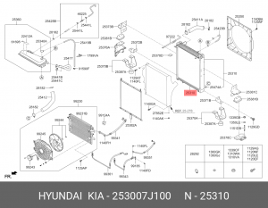 Радиатор HYUNDAI HD500 (11-) OE 253007J100 HYUNDAI KIA