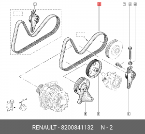 Ремень приводной поликлиновой 5PK1110 ЛАДА RENAULT Logan,Sandero генератора ОЕ 8200841132 RENAULT