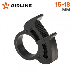 Хомут на патрубки AIRLINE силовой 15-18 мм (пластик, зубчатый замок, черный)  5ш ADHC014 AIRLINE
