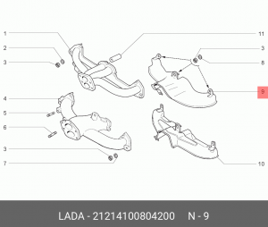 Экран ВАЗ-21214 коллектора выпускного АвтоВАЗ 21214100804200 LADA VAZ