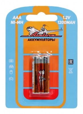 Батарейки AAA HR03 аккумулятор Ni-Mh 1200 mAh 2 шт. в компл. AAA-12-02 AAA-12-02 AIRLINE
