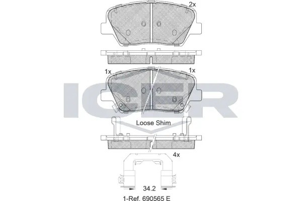 182147-203 колодки дисковые передние!\ KIA Rio III, Hyundai Solaris/Accent 1.4/1 182147203 ICER