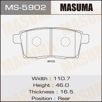 колодки дисковые задние!\ Mazda CX-7 2.3Turbo MZR DISI 07> MS5902 MASUMA