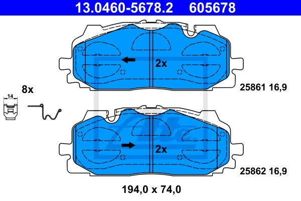 13.0460-5678.2 колодки дисковые передние!\ Audi A4/A5/Q5/Q7 1.4TFSI-2.0TFSI/2.0T 13.0460-5678.2 ATE