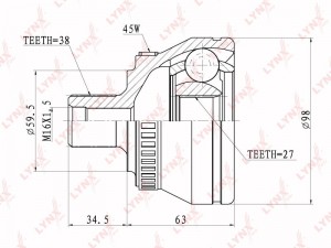 ШРУС наружный VW Passat (96-05) AUDI A4 (95-01) SKODA Superb (01-08) комплект LY CO-1202A LYNXAUTO