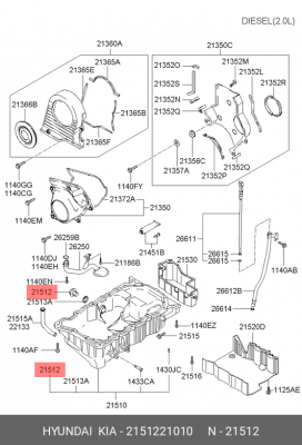 пробка поддона\ Hyundai Accent 95>/Elantra 96>/Sonata 94>/Tucson 04> 2151221010 MOBIS