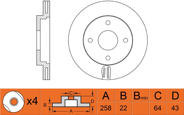 Диск тормозной передний FORD FOCUS 9805/FUSION 1.4/1.6 01 RN1109 RN1109 NIBK