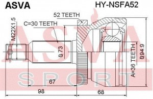 ШРУС НАРУЖНЫЙ 36x30 [12] HYNSFA52 HY-NSFA52 ASVA