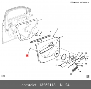 Пистон CHEVROLET Cruze обшивки двери OE 13252118 GENERAL MOTORS