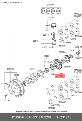 Шкив HYUNDAI Getz (06-) (1.1) коленвала OE 2312402201 HYUNDAI KIA